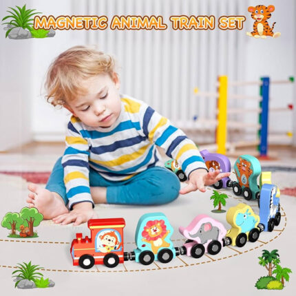 Wooden Animals & Numbers Magnetic Train Set