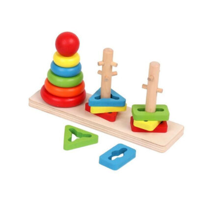 Wooden Toy Rainbow Tower Small (3 Column With Box)